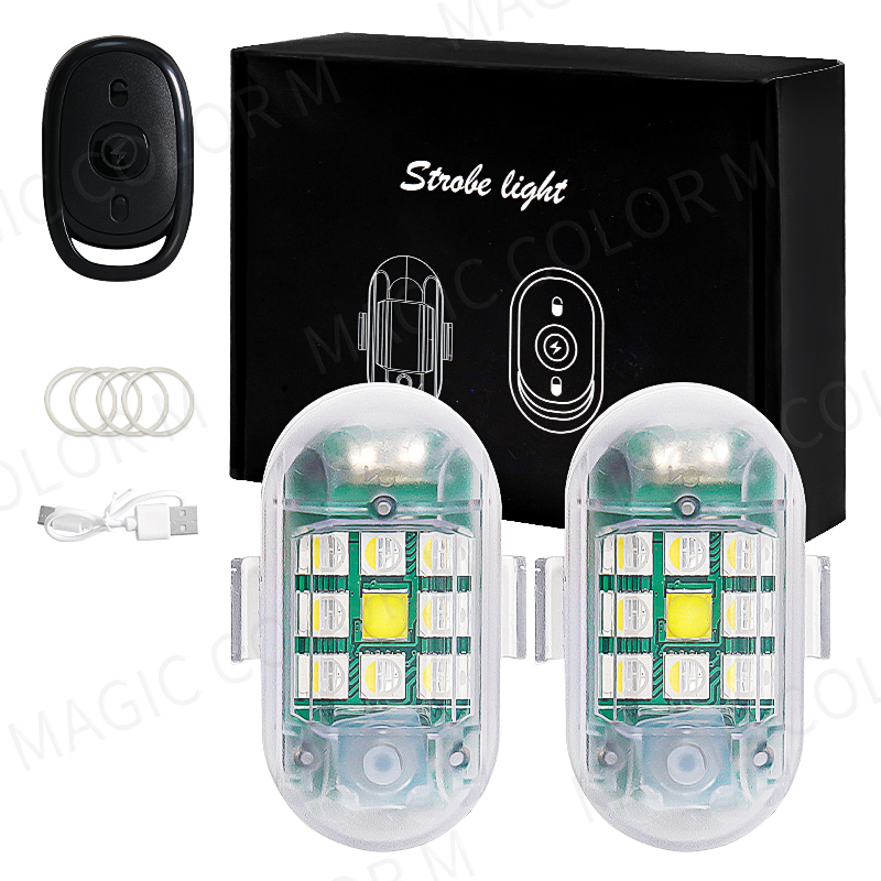 Drone Led Light - 2pcs ไร้สาย LED ไฟแฟลชรถยนต์รีโมทคอนโทรลไฟเตือนแฟลชตัวบ่งชี้ Anti-collision สำหรับรถยนต์