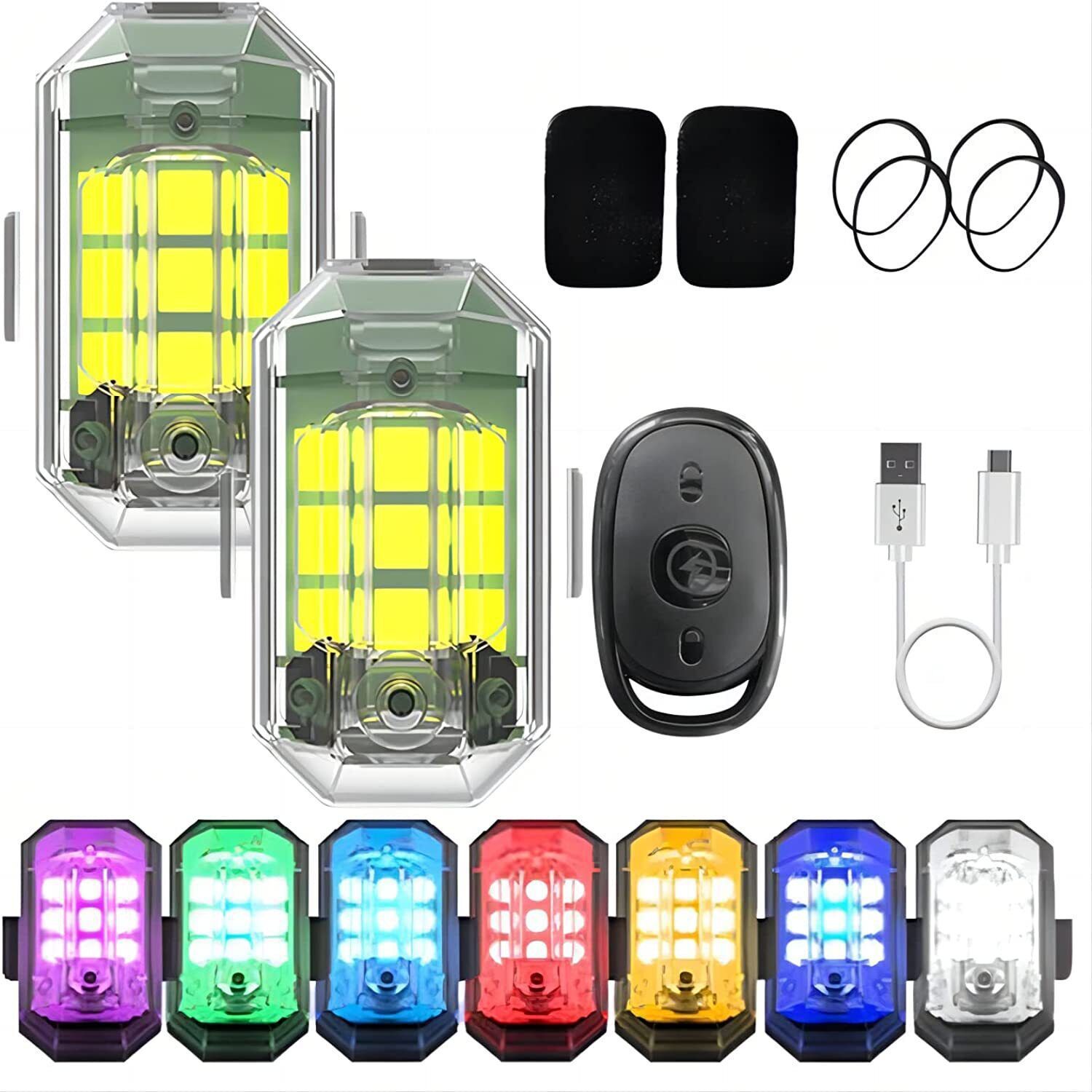 Drone Led Light - ไฟรถมอเตอร์ไซค์แบบรีโมท 1/2/4 ชิ้น ไฟ LED ไร้สายสำหรับโดรน