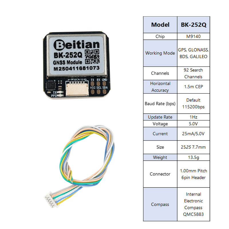 Drone Gps Module - โมดูล GPS GNSS Beitian BK-252Q พร้อมชิป